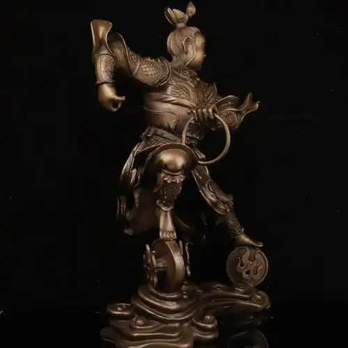 黄铜哪吒三太子神像哪吒佛像居家供养摆件大号中坛元帅客厅装饰品