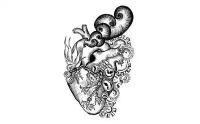 20张黑白机械心脏纹身手稿图案