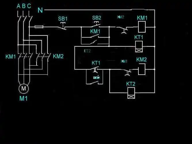 要求电机正传20秒后反转5秒用2个时间继电器怎么接线求围观最好有电路