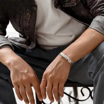 石樱橘时尚个性羽毛银手镯男潮情侣对镯999足银高桥吾郎同款男女银镯