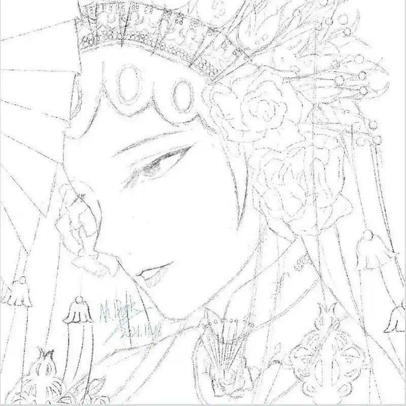 京剧绘画【过程】 太急简单的画一下,那些细节你们可以看原图画 这是