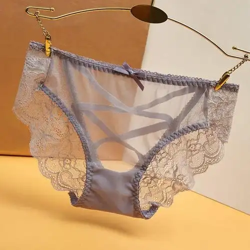 1/2条时尚性感女士内裤透明蕾丝无痕低腰三角裤舒适无