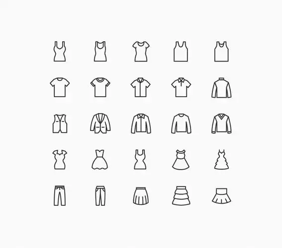 25枚各类服装图形线矢量线性图标 25 apparel line vector icons