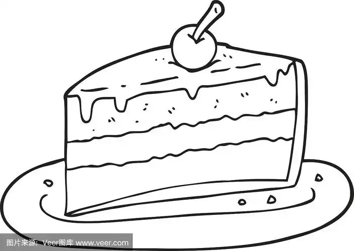 蛋糕切片,黑白图片,卡通,彩色书,乱画