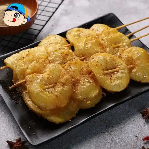 黄金土豆串油炸小吃半成品炸土豆片串冷冻整箱商用烧烤炸串食材批