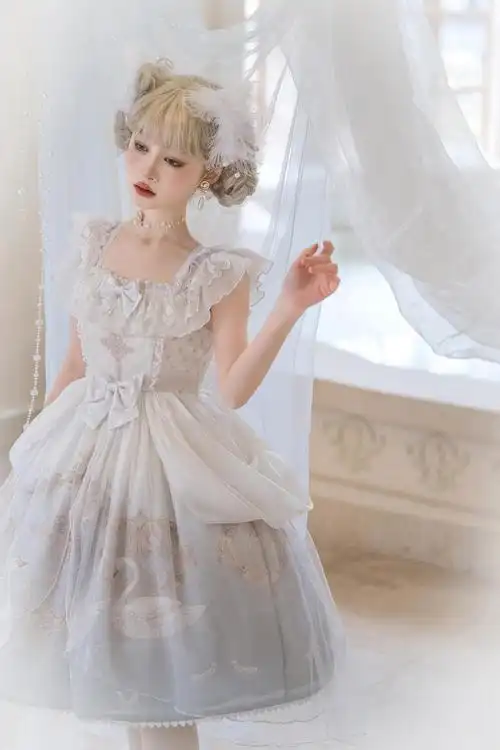 蒂芙尼天鹅舞者洛丽塔日常jsk轻公主华丽吊带裙春夏lolita天鹅舞者