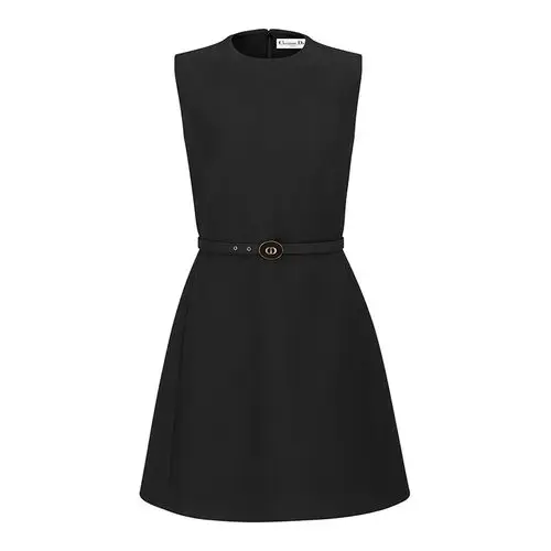 【包税】dior/迪奥 黑色羊毛和丝绸 女士束腰连衣裙111r16a1166_x9000