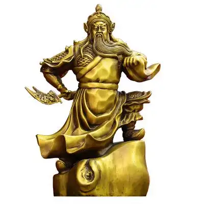 精工纯铜关公铜像财神爷招财镇佛像大号供奉九龙武财神财神摆件