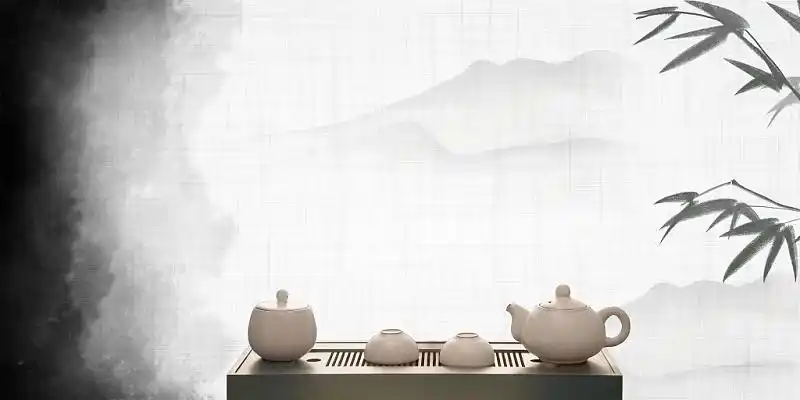 茶茶叶茶文化茶道绿茶茶艺茶山水墨竹子茶文化茶道茶叶茶艺茶展板背景