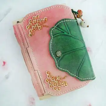 zanyang沉香如屑颜淡同款话本子手帐本荷花荷叶手工牛皮真皮笔记本