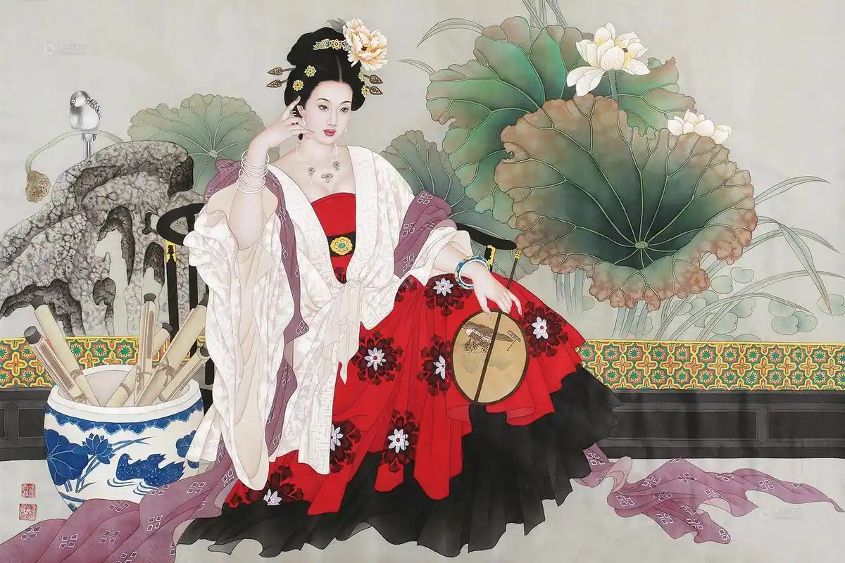 0466 杨贵妃 镜片 设色绢本