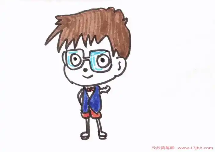 柯南简笔画q版柯南怎么画