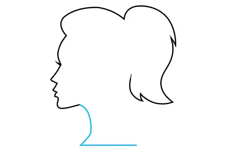 如何画扎马尾的小女孩侧面轮廓简笔画