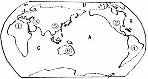 (10分)(2016秋麻城市校级期末)读"世界海陆分布图"回答下列问题.