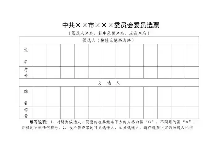 基层党组织换届选举选票