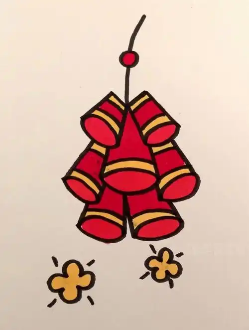 一学就会的鞭炮简笔画,跟我一起画吧 简笔画教程 育儿有妙招