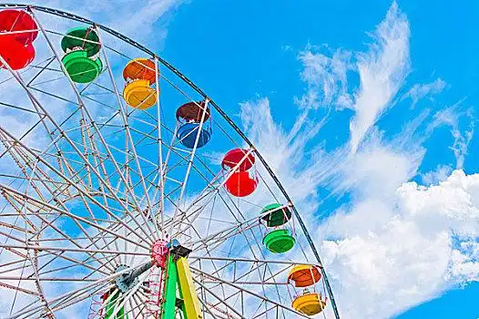彩色,摩天轮,蓝色背景,天空,背景