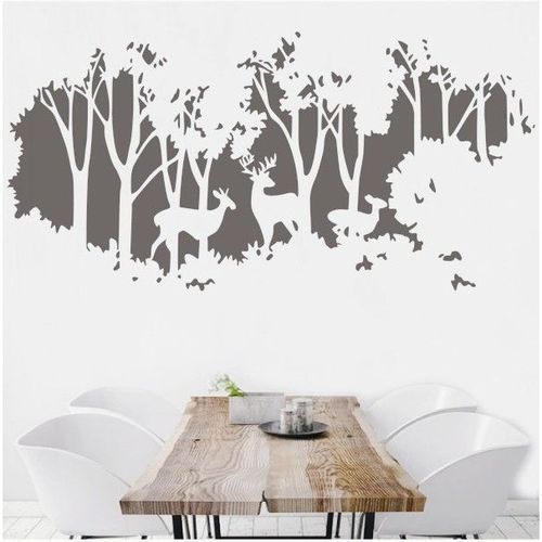 抽象艺术品味客厅沙发电视背景墙贴画卧室装饰墙壁贴纸树林鹿剪影