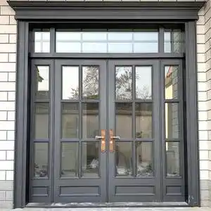 定制别墅大门双开玻璃防盗门家用智能子母门入户门乡村进户门