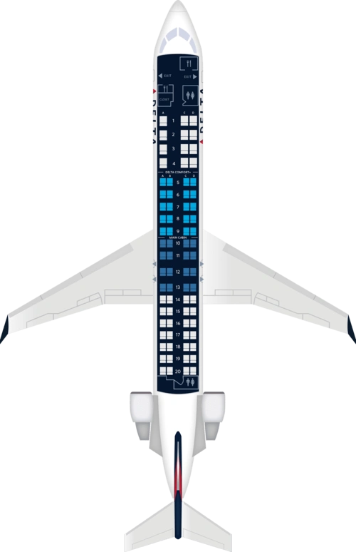 庞巴迪crj-900飞机座位图,规格和服务设施: | 达美航空公司
