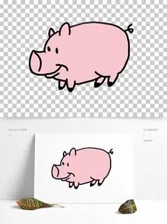 斑点猪简笔画免抠元素|卡通猪手绘简笔画插猪素材画