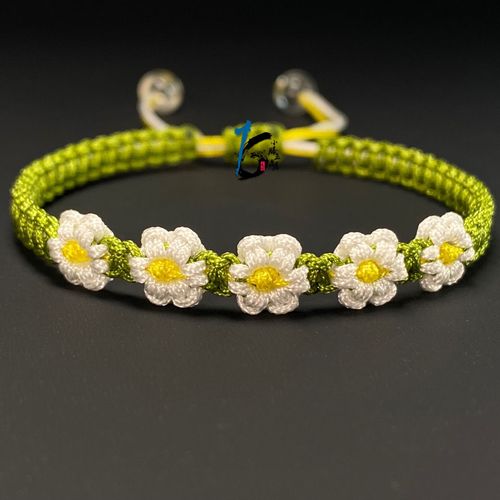 ins网红渐变桃花小红花手链编织绳情人节礼物情侣手绳  成品