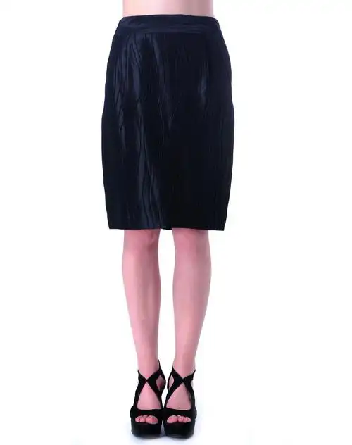 蓝黑色休闲高腰半裙