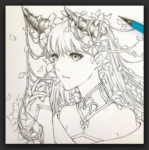 动漫古风人物手绘铅笔画(铅笔画入门 简单 手绘图片)