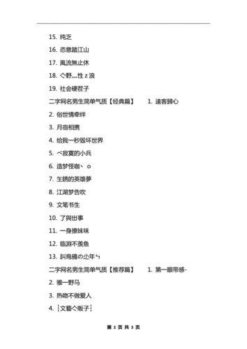 二字网名男生简单气质.docx 3页