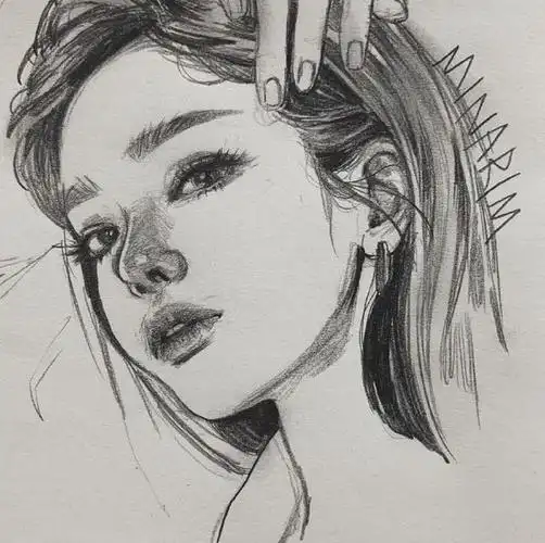 一组超赞的女孩人物头像速写分享!