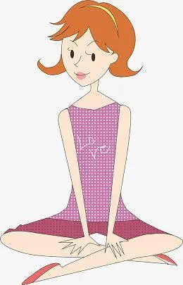 盘腿坐着的女孩