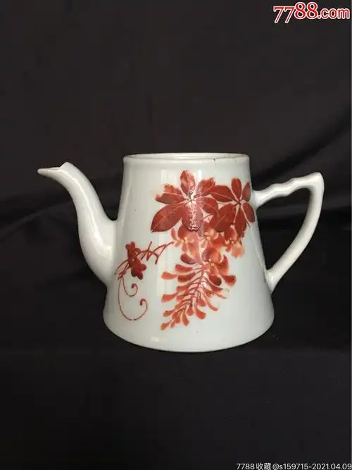 民国景德镇窑矾红彩茶壶