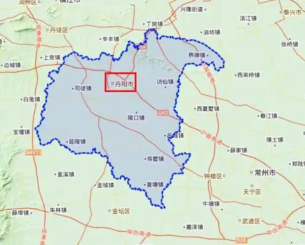 下面是江苏省镇江市丹阳市的区域位置地图.