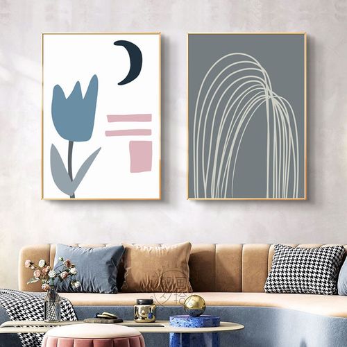 现代简约餐厅装饰画北欧风饭厅墙面挂画餐桌客厅创意插画组合壁画