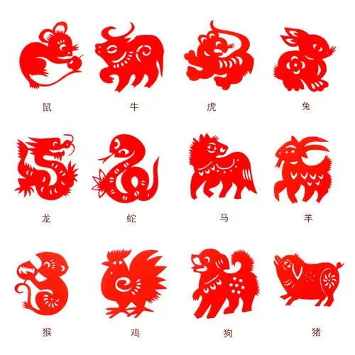 剪纸古雅手工胶州卡通十二生肖动物儿童剪纸