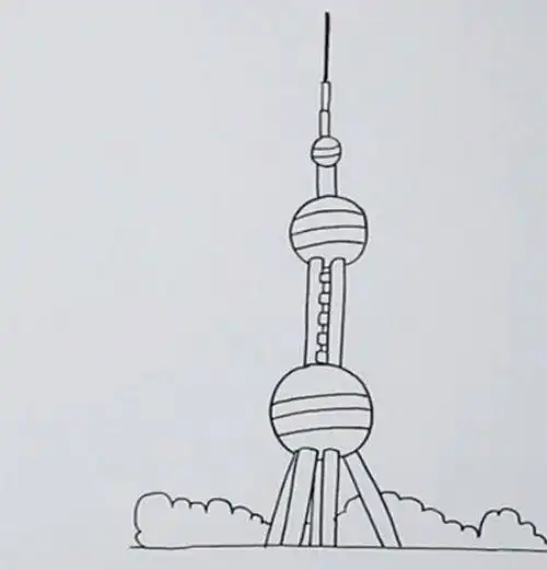 彩色手绘东方明珠简笔画怎么画儿童东方明珠简笔画教程步骤