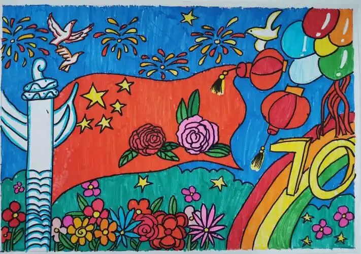妙笔绘画卷 同心颂祖国 | 莒县第六实验小学庆国庆绘画大赛.