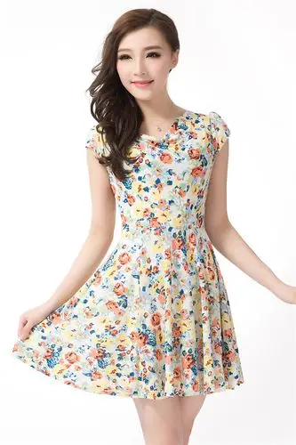 中年妈妈装中老年连衣裙35404550岁大码妇女装短袖花裙子夏装