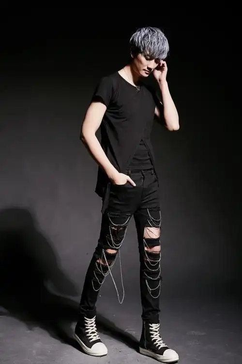 2017潮男夏款非主流演出服个性短袖t恤夜场朋克发型师潮