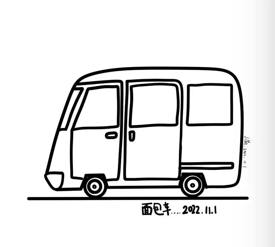 简笔画——《面包车》#创作灵感 面包车简笔画步骤图,跟着画一 - 抖音