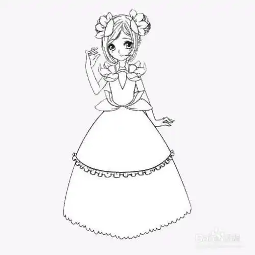 再画出穿蓬蓬裙的女生的裙子.