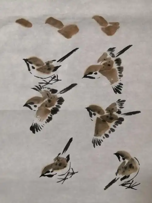 写意画麻雀的画法