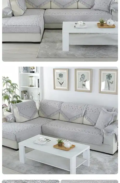 垫布艺全棉北欧防滑实木沙发套罩靠背巾梅花二度灰色三角靠背巾8575带