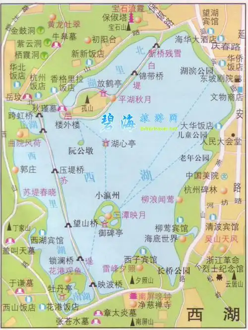 杭州西湖地图旅游地图【相关词_ 杭州西湖旅游地图】