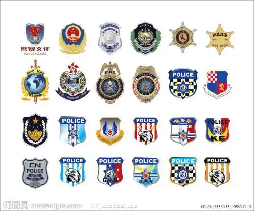 这是那些国家的警徽谁帮忙从左往右依次说出不知道的用问号谢谢急用