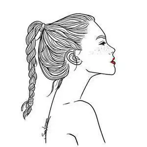 马尾辫女孩简笔画背面