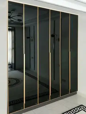 柜门简约现代衣柜玻璃玻璃柜定制开门极简轻奢衣柜