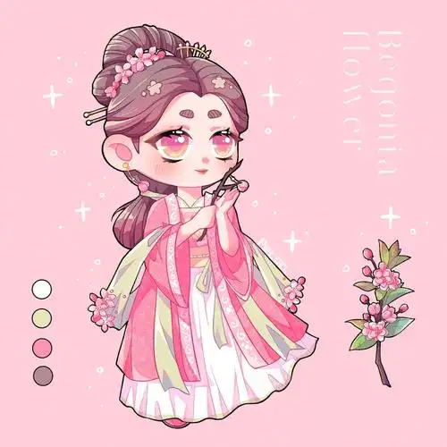 花朵拟人|q版|海棠花