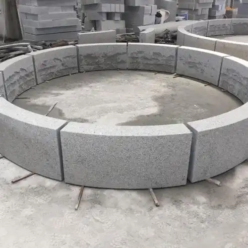 白麻树池石异型石材加工花圃石圆形石材芝麻白路沿石路平石围边石