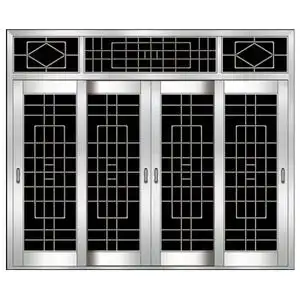 304不锈钢推拉门 玻璃进户别墅庭院 农村大门 四开推拉移门